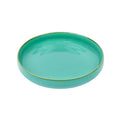 Tigela Redonda Funda de Cerâmica Turquesa com Borda Dourada 20x20x4cm REF-198012