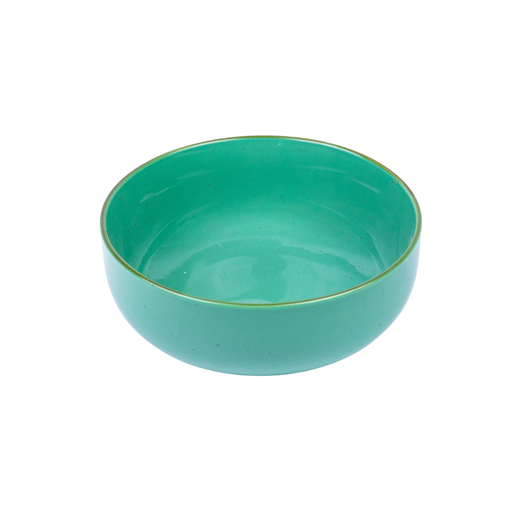 Tigela Redonda Grande de Cerâmica Turquesa com Borda Dourada 20x20x8cm REF-124003
