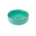 Tigela Redonda Média de Cerâmica Turquesa com Borda Dourada 16x16x6cm REF-124002