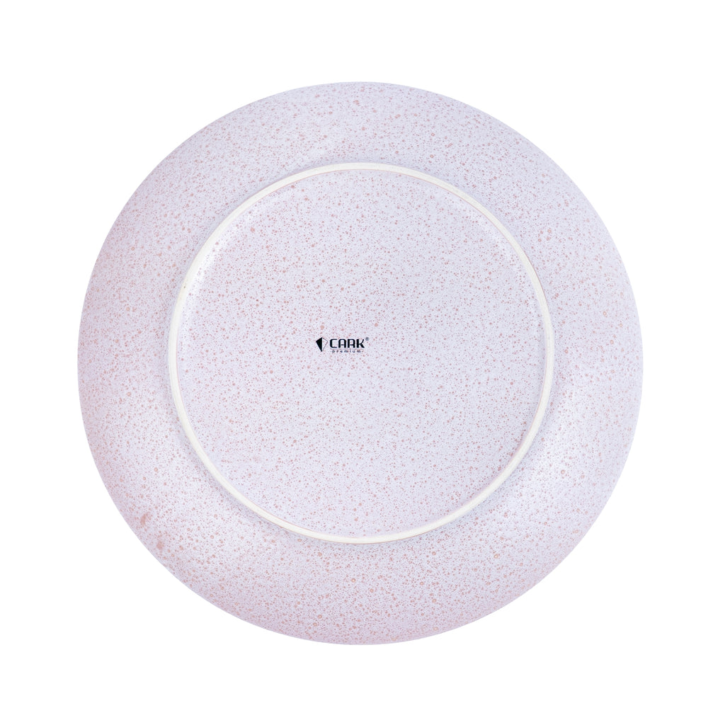 Prato Redondo em Cerâmica - Rosa com Riscas Radiais Pretas na Borda 27cm REF-299021