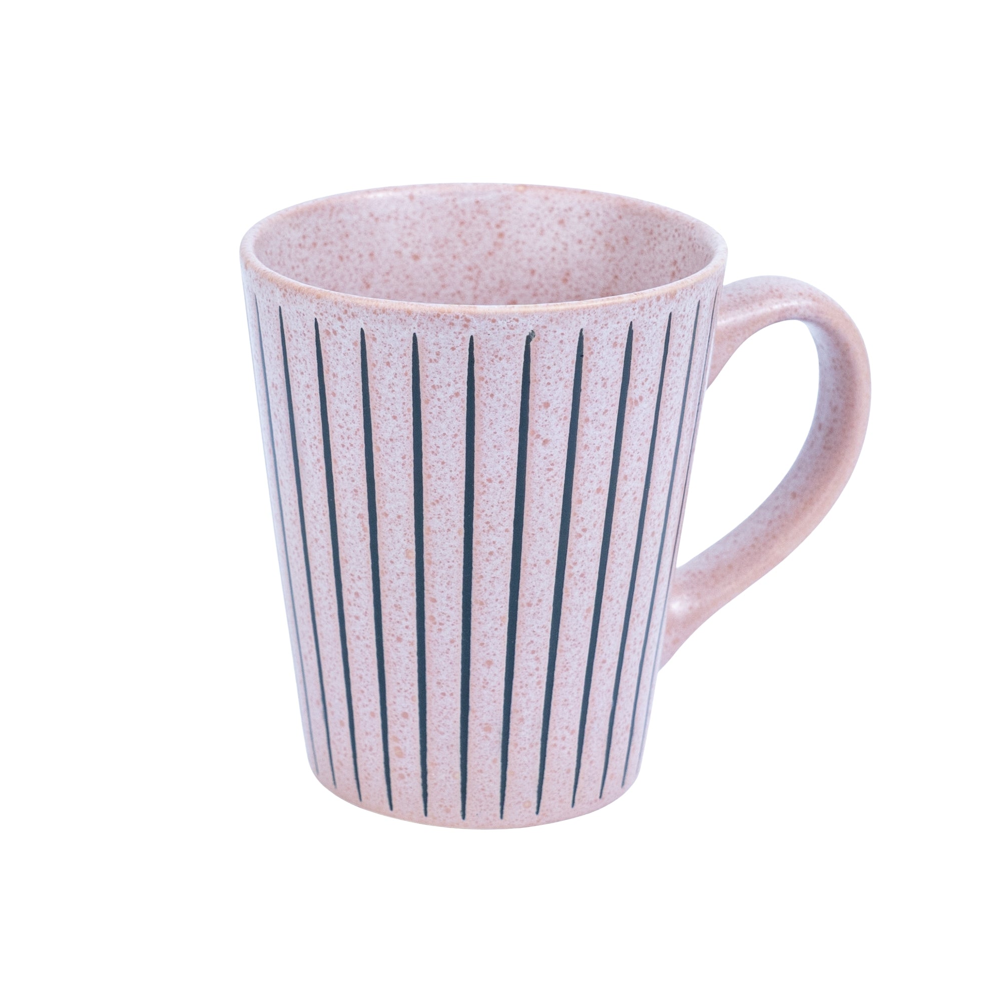 Caneca em Cerâmica - Rosa com Riscas Pretas 380cc REF-299006