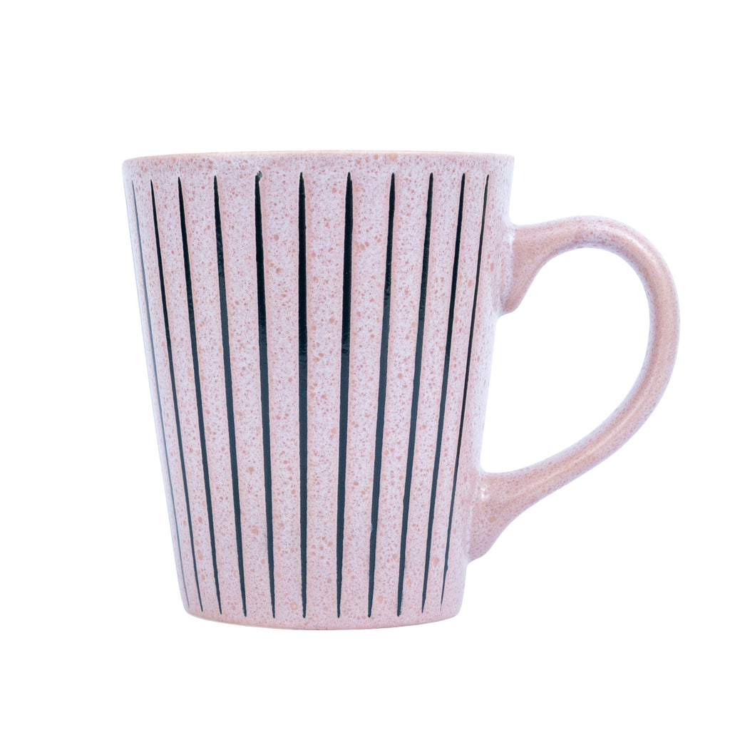 Caneca em Cerâmica - Rosa com Riscas Pretas 380cc REF-299006