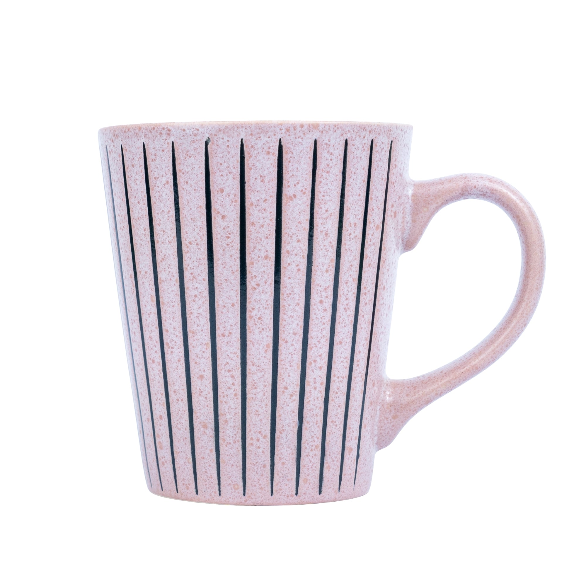 Caneca em Cerâmica - Rosa com Riscas Pretas 380cc REF-299006