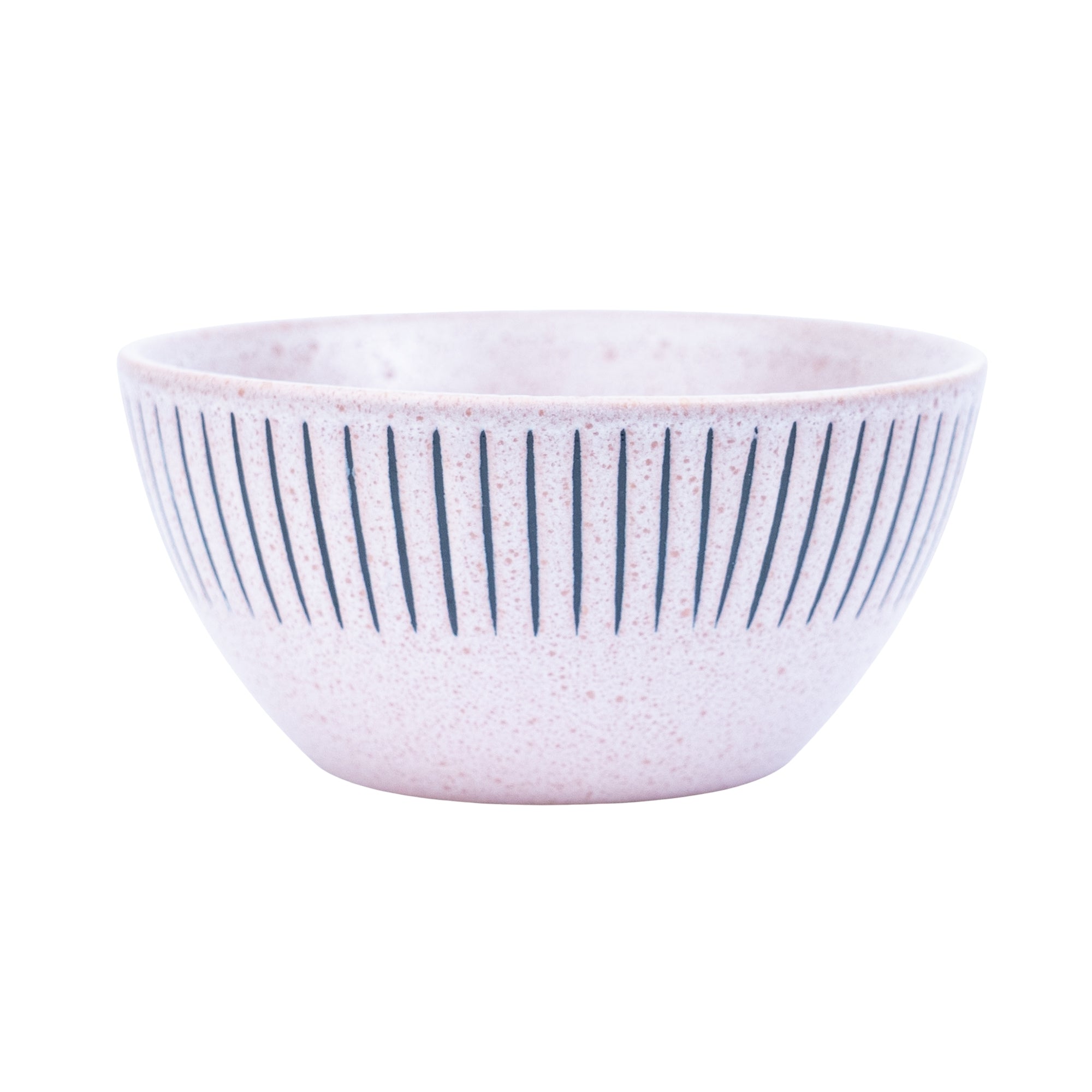 Tigela Redonda em Cerâmica - Rosa com Riscas Pretas 12x5.8cm REF-299009