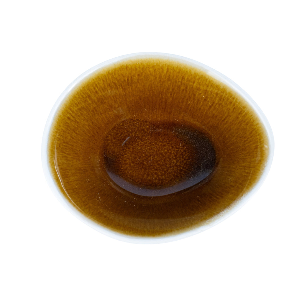 Tigela Redonda em Cerâmica - Bicolor Interior Mostarda/Verde e Exterior Branco 10.2cm REF-640005