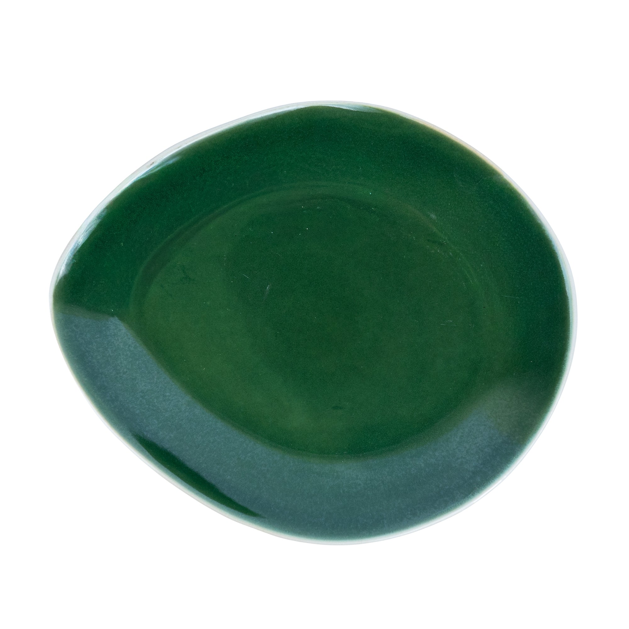 Prato Redondo Grande em Cerâmica - Bicolor Interior Mostarda/Verde e Exterior Branco 27.2cm REF-640001