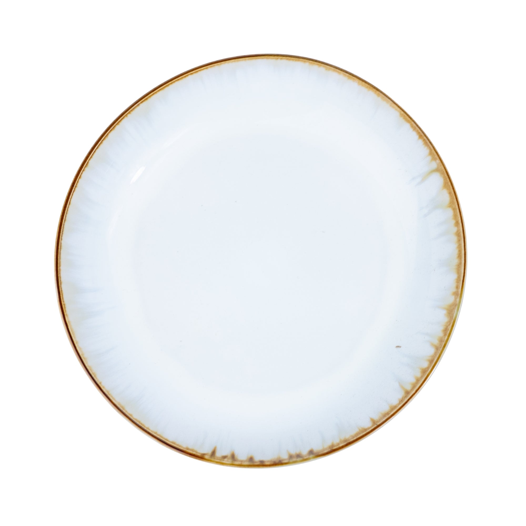 Prato Redondo Médio em Cerâmica - Branco com Detalhes Verde e Rosa 21.5cm REF-602002