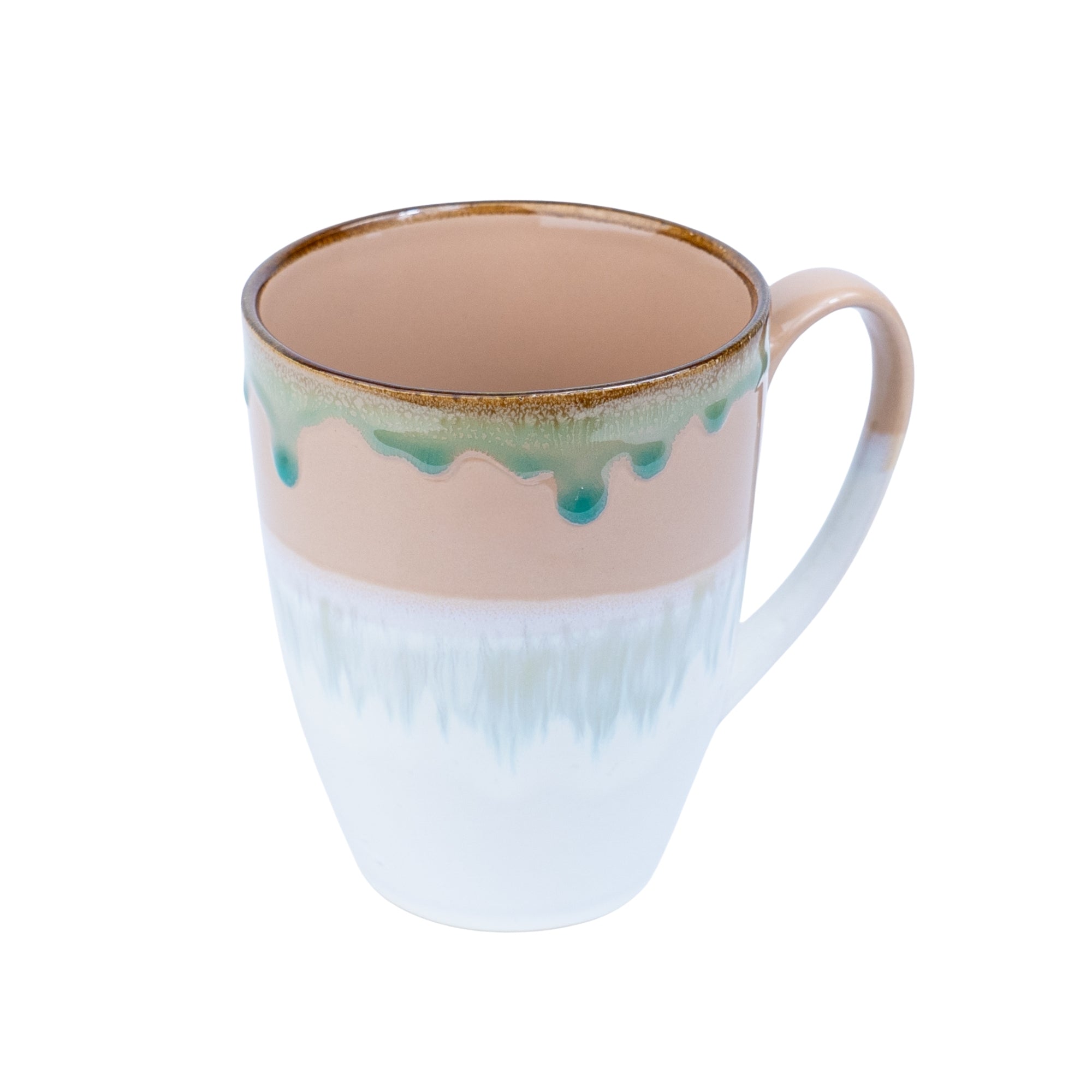 Caneca em Cerâmica - Tricolor Pastel Verde, Rosa e Branco 380cc REF-602006