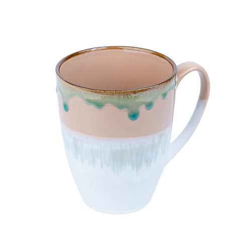Caneca em Cerâmica - Tricolor Pastel Verde, Rosa e Branco 380cc REF-602006