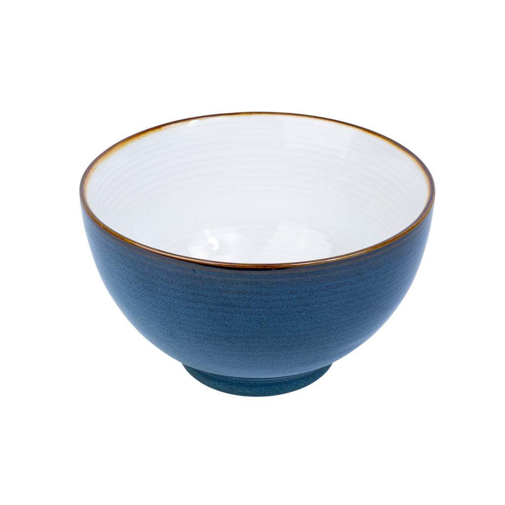 Tigela Redonda em Cerâmica - Interior Branco e Exterior Azul Petróleo 15.5cm REF-604005