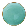 Prato Oval em Cerâmica - Turquesa com Borda Dourada 28cm REF-603001