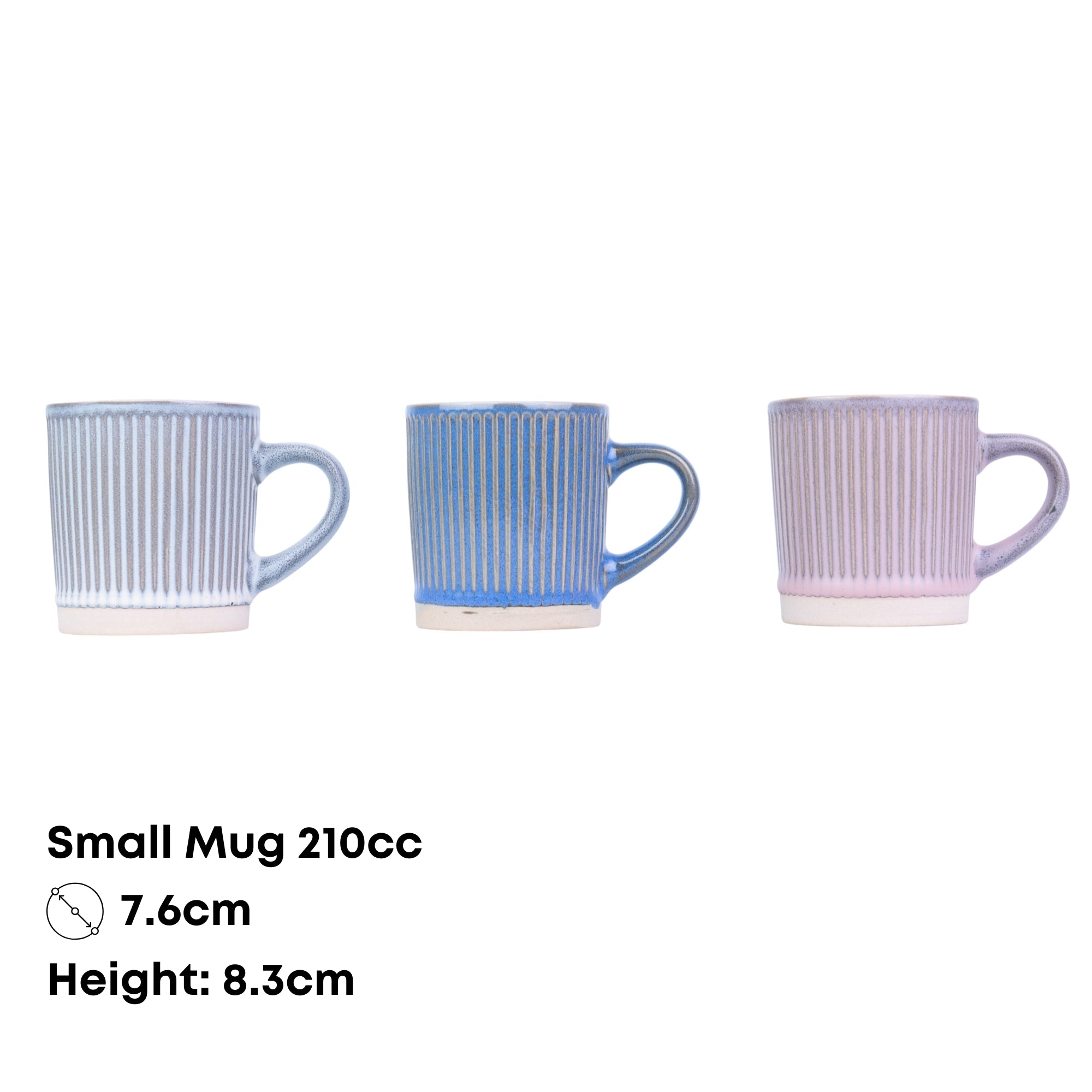 Caneca Pequena de Cerâmica 210cc com Textura Vertical - 3 Cores Degradê REF-207014