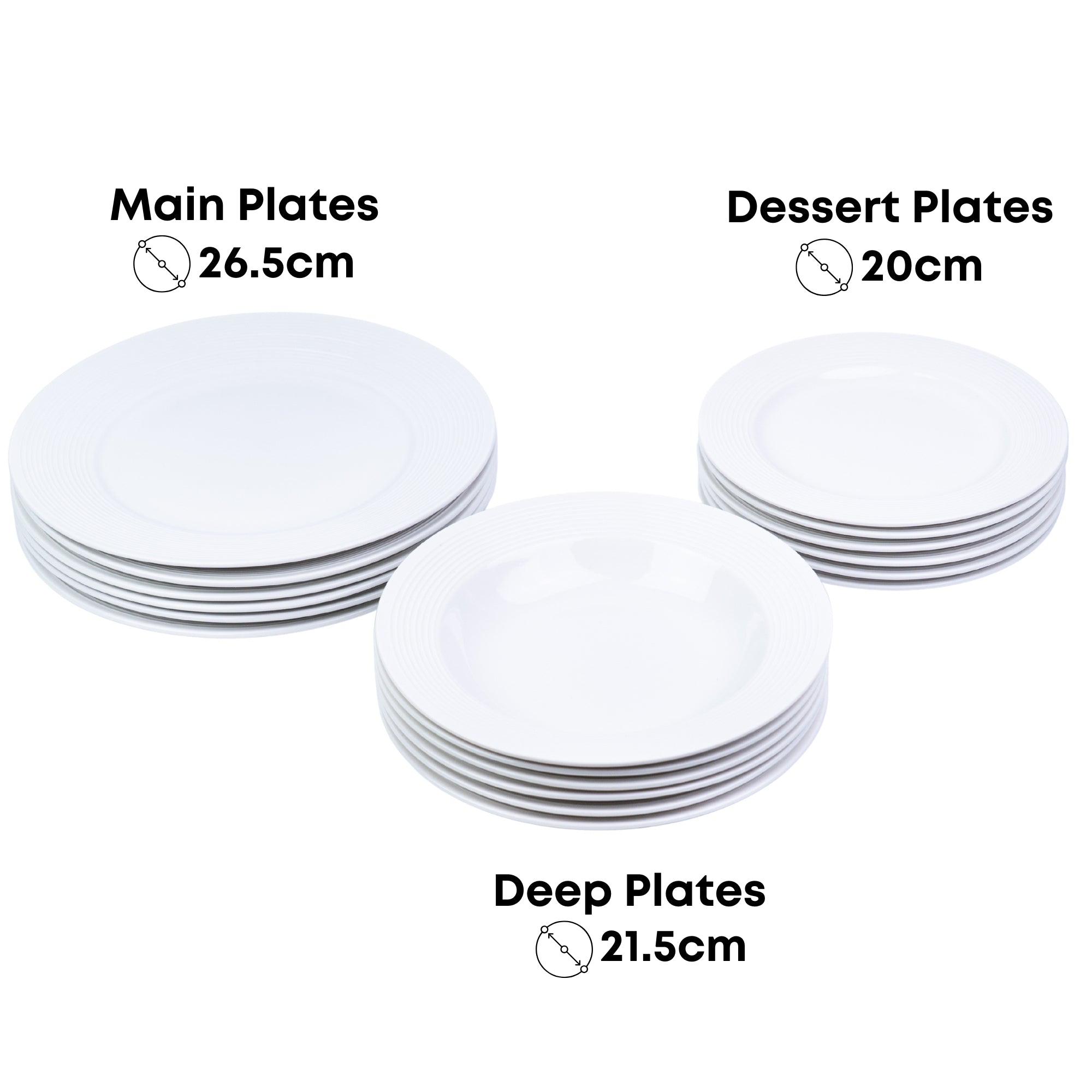 Conjunto de Louça 18 Peças com Textura em Relevo - Branco Puro (6 Pessoas) REF-809002