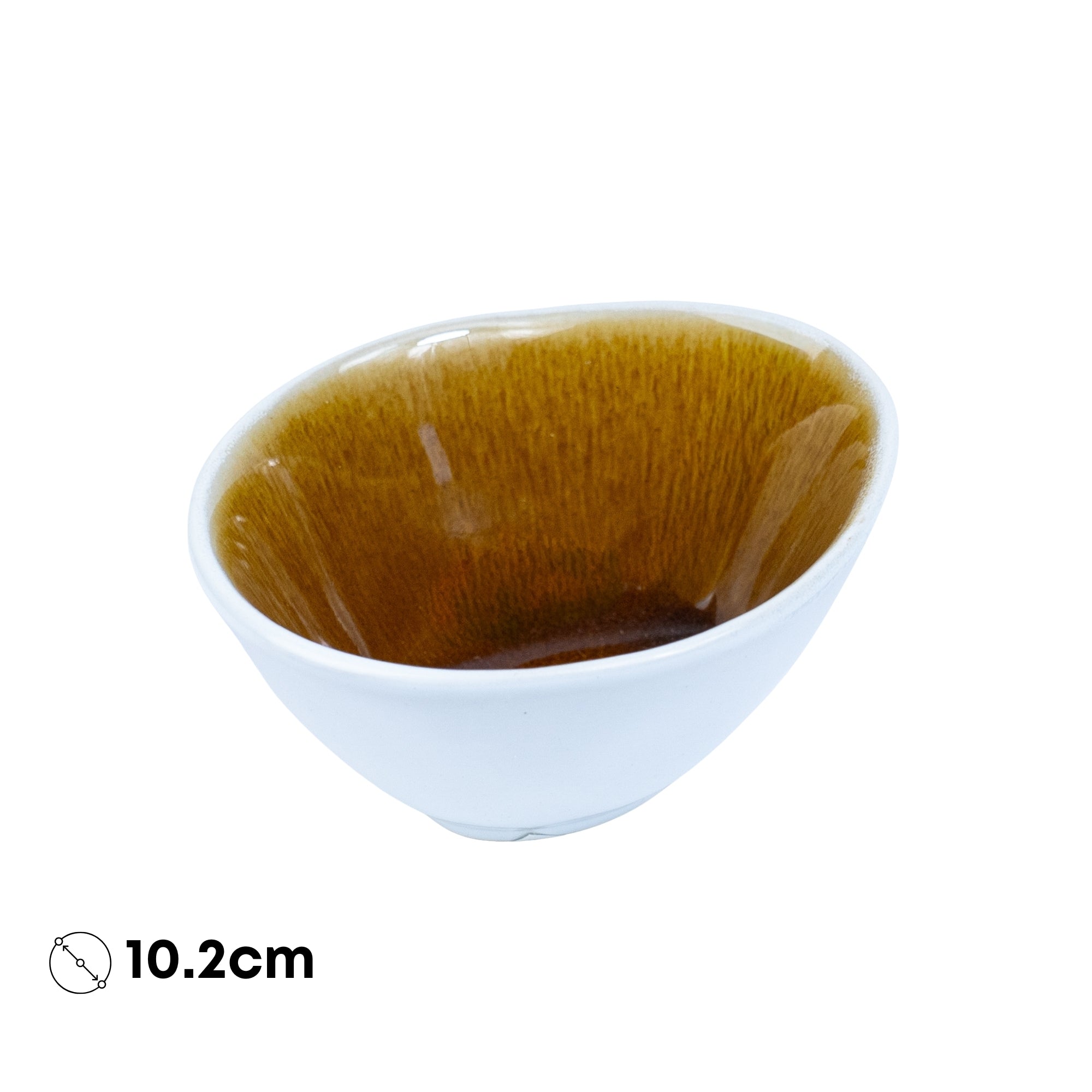 Tigela Redonda em Cerâmica - Bicolor Interior Mostarda/Verde e Exterior Branco 10.2cm REF-640005