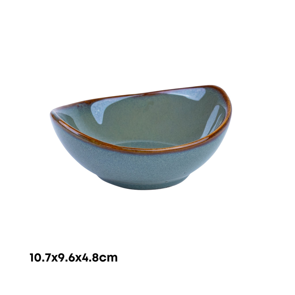 Tigela Pequena de Cerâmica com Forma Assimétrica em Verde Jade 10,7x9,6x4,8cm REF-12103034