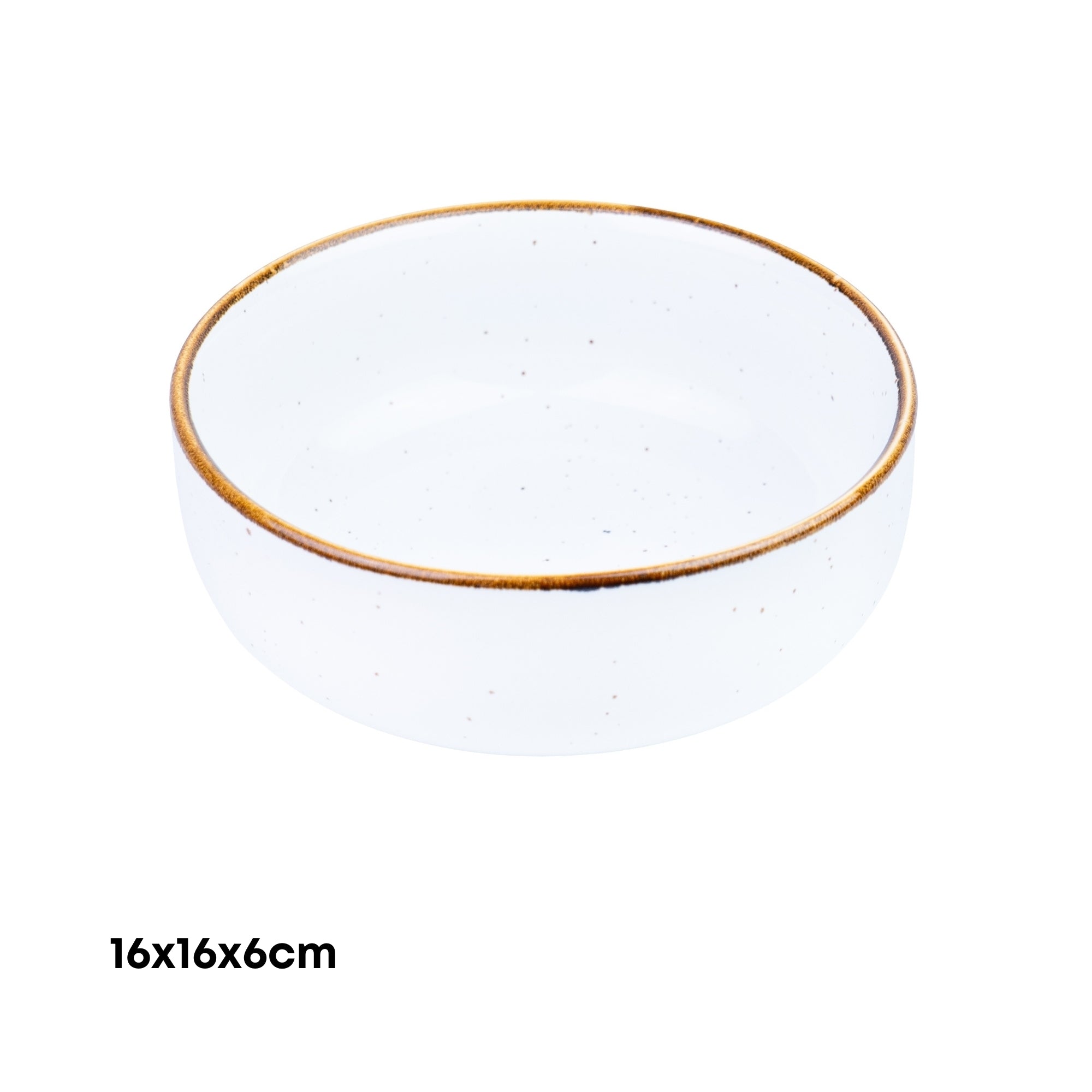 Tigela Média Redonda de Cerâmica Branca com Borda Dourada 16x16x6cm REF-123002