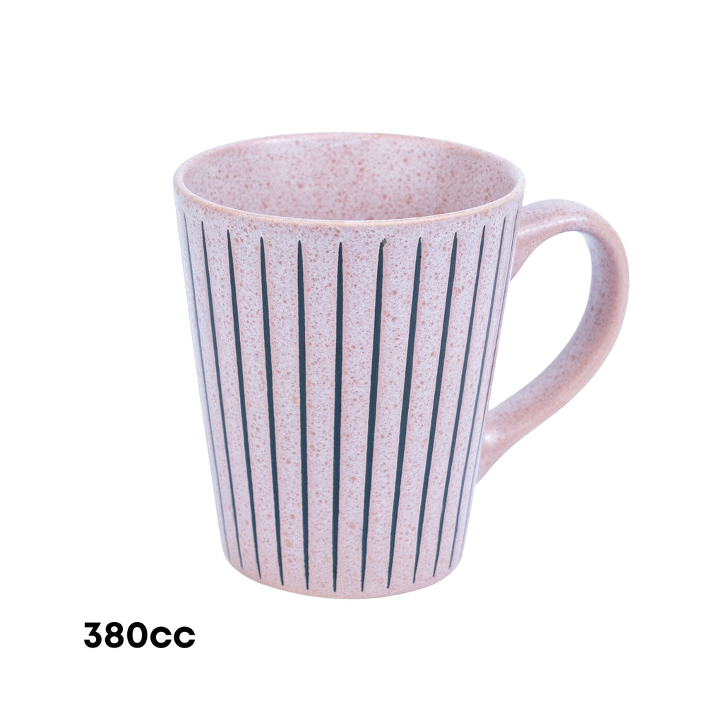 Caneca em Cerâmica - Rosa com Riscas Pretas 380cc REF-299006