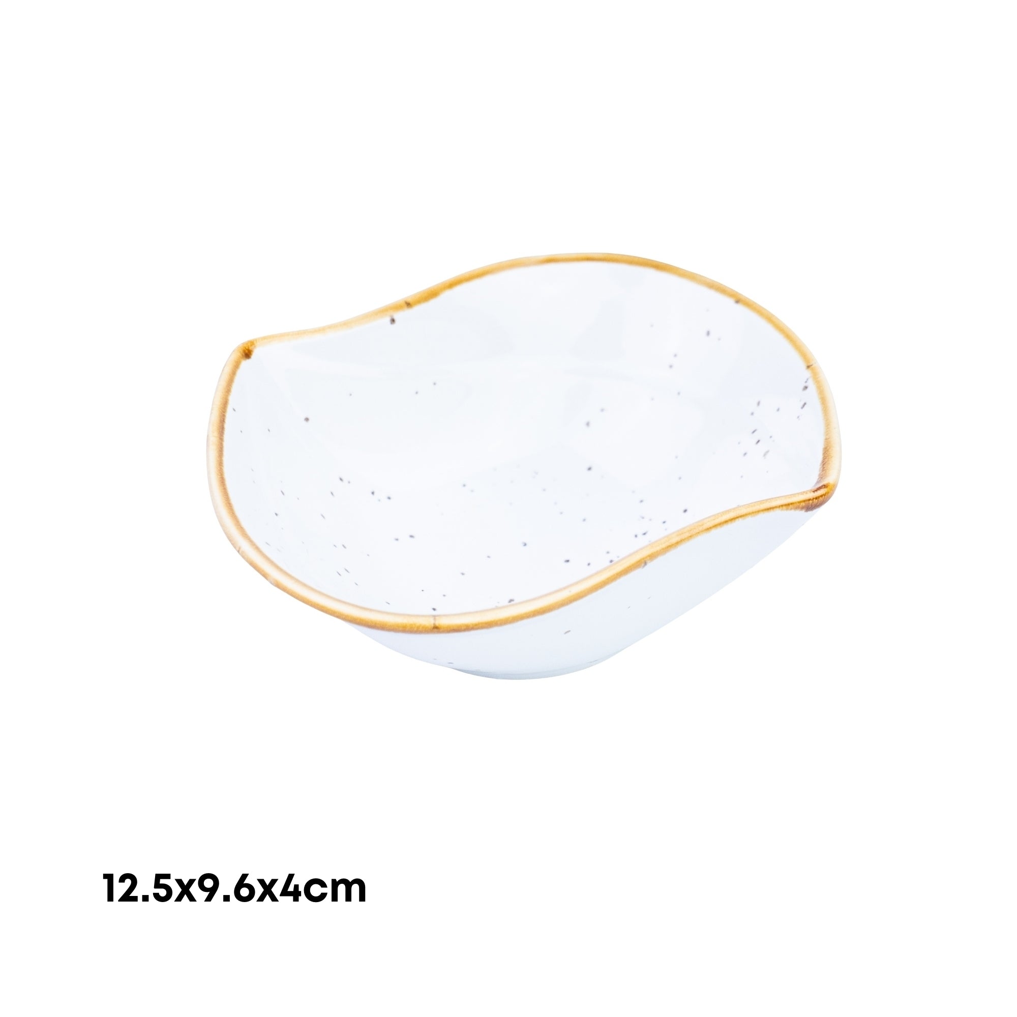 Tigela Orgânica de Cerâmica Branca com Borda Dourada e Bico 12,5x9,6x4cm REF-500125