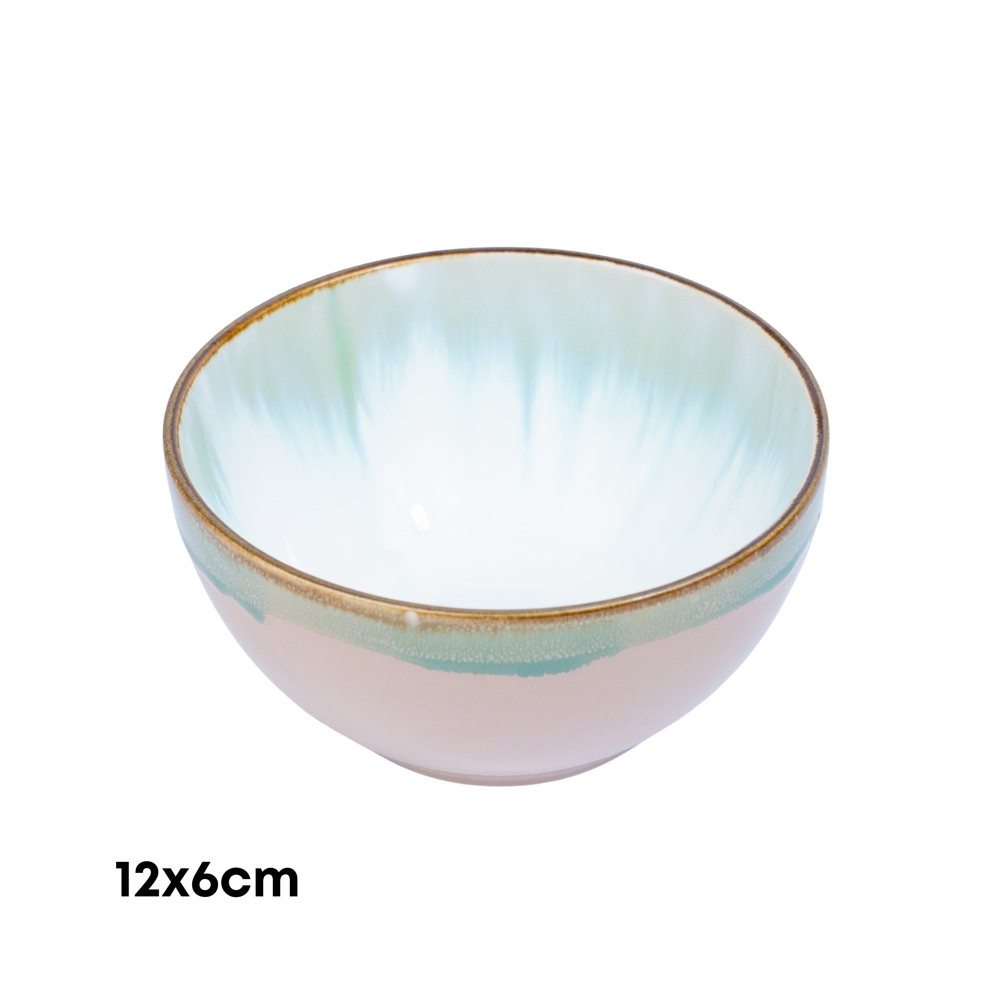 Tigela Redonda em Cerâmica - Interior Verde Água e Exterior Rosa 12x6cm REF-602004