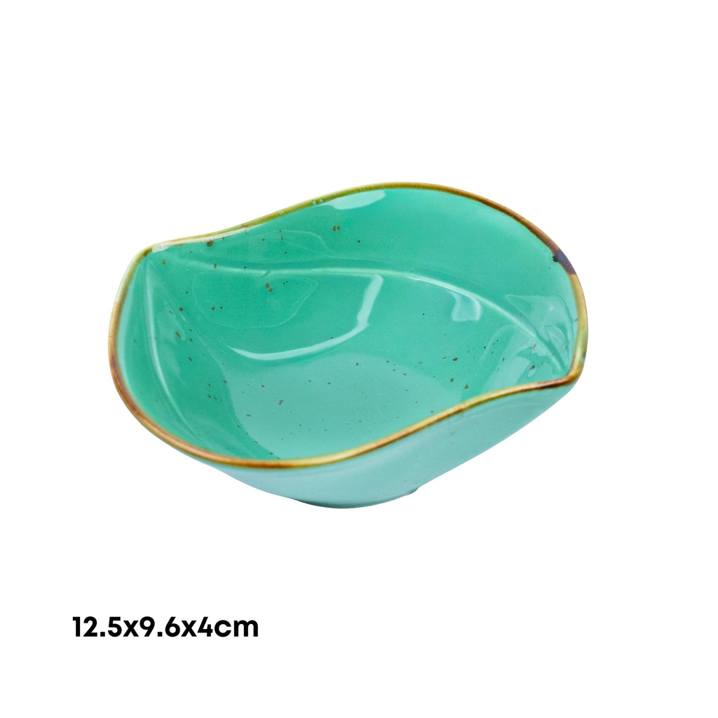 Tigela Orgânica em Cerâmica - Verde Turquesa 12.5x9.6x4cm REF-500126