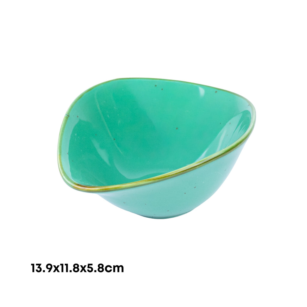 Tigela Triangular em Cerâmica - Verde Turquesa 13.9x11.8x5.8cm REF-500136