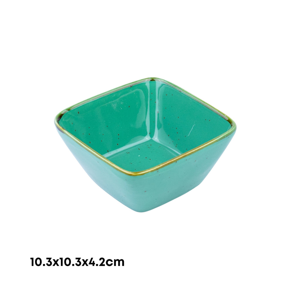 Tigela Quadrada Pequena em Cerâmica - Verde Turquesa 10.3x10.3x4.2cm REF-500156