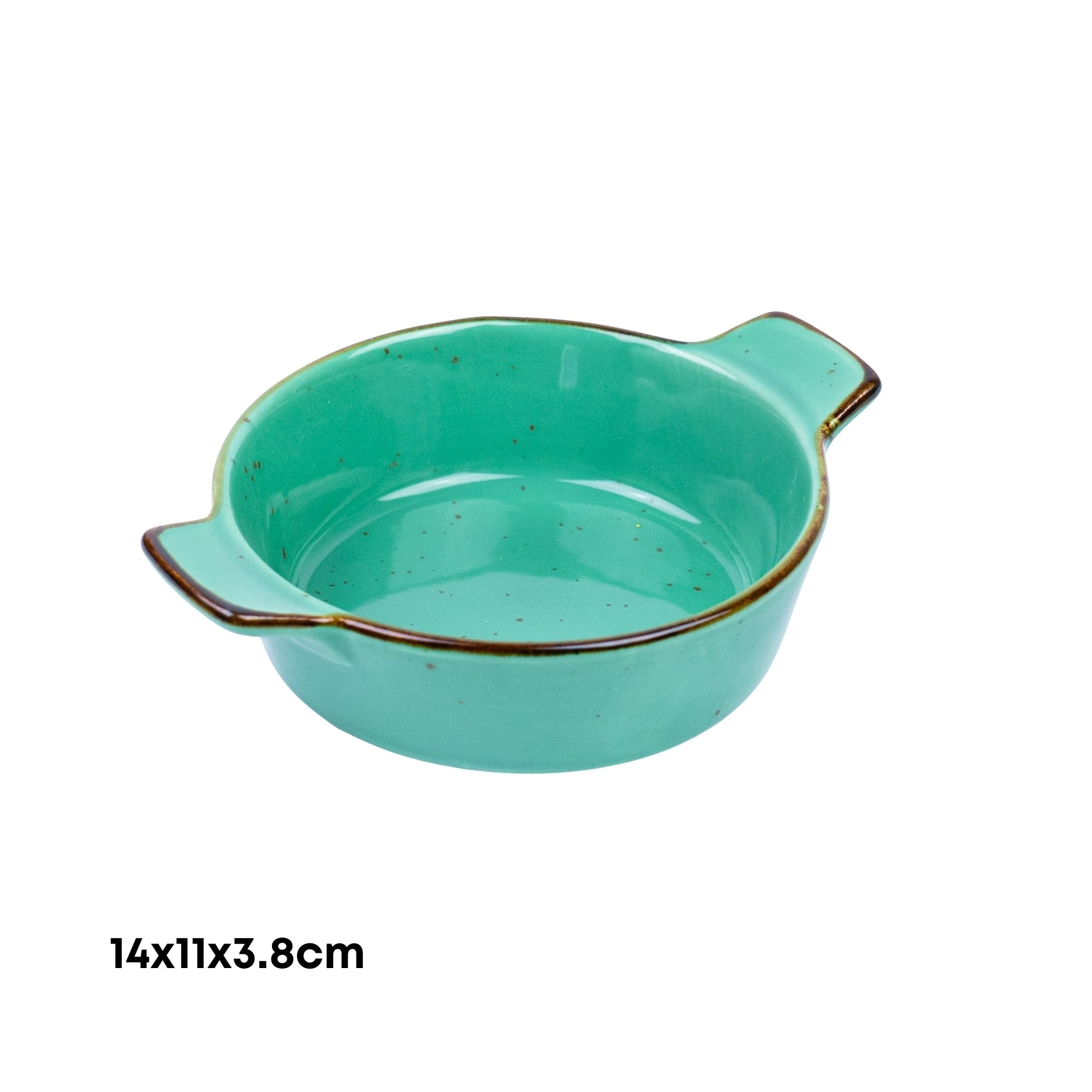 Tigela Redonda com Pegas em Cerâmica - Verde Turquesa 14x11x3.8cm REF-500176