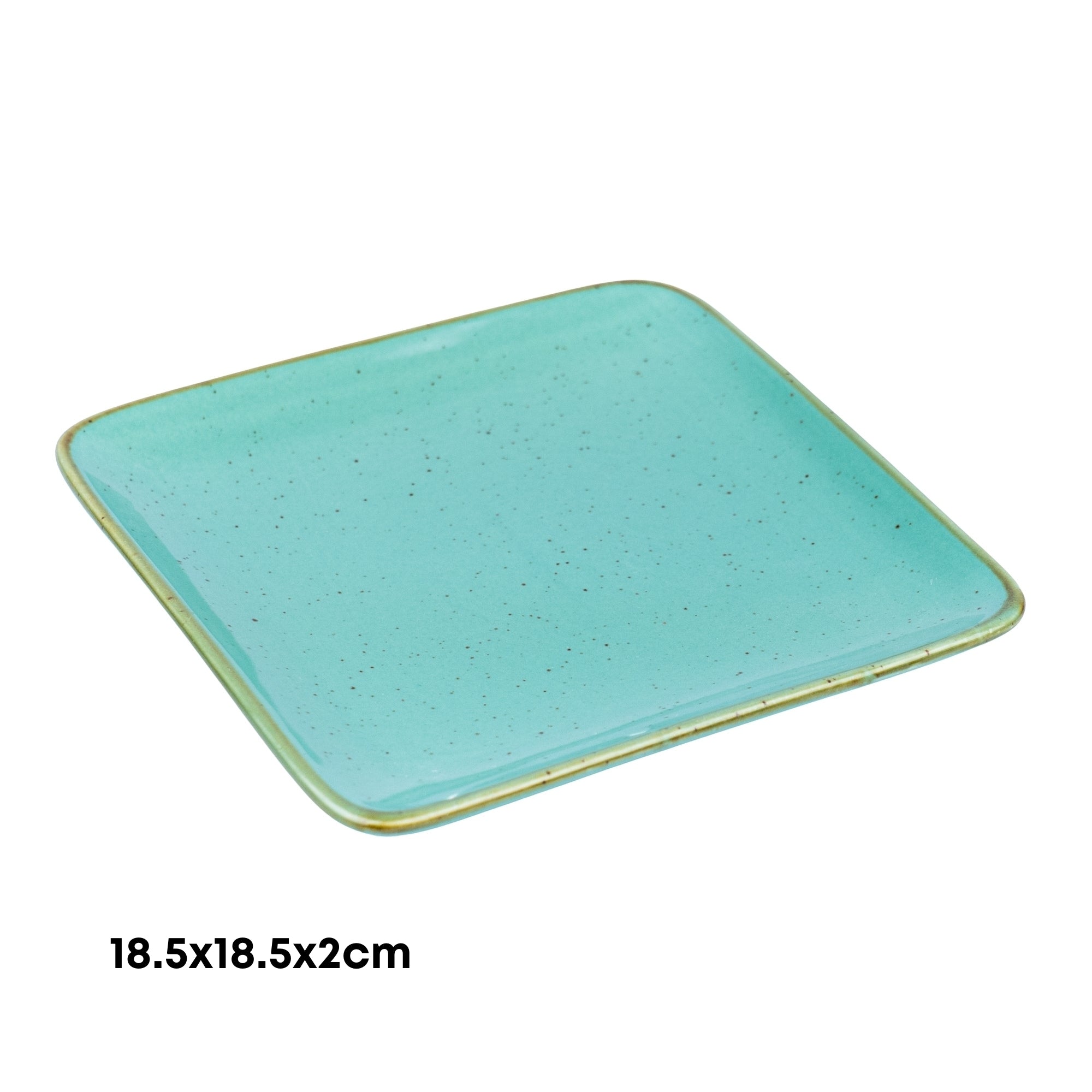 Prato Quadrado Grande em Cerâmica - Verde Turquesa 18.5x18.5x2cm REF-660001