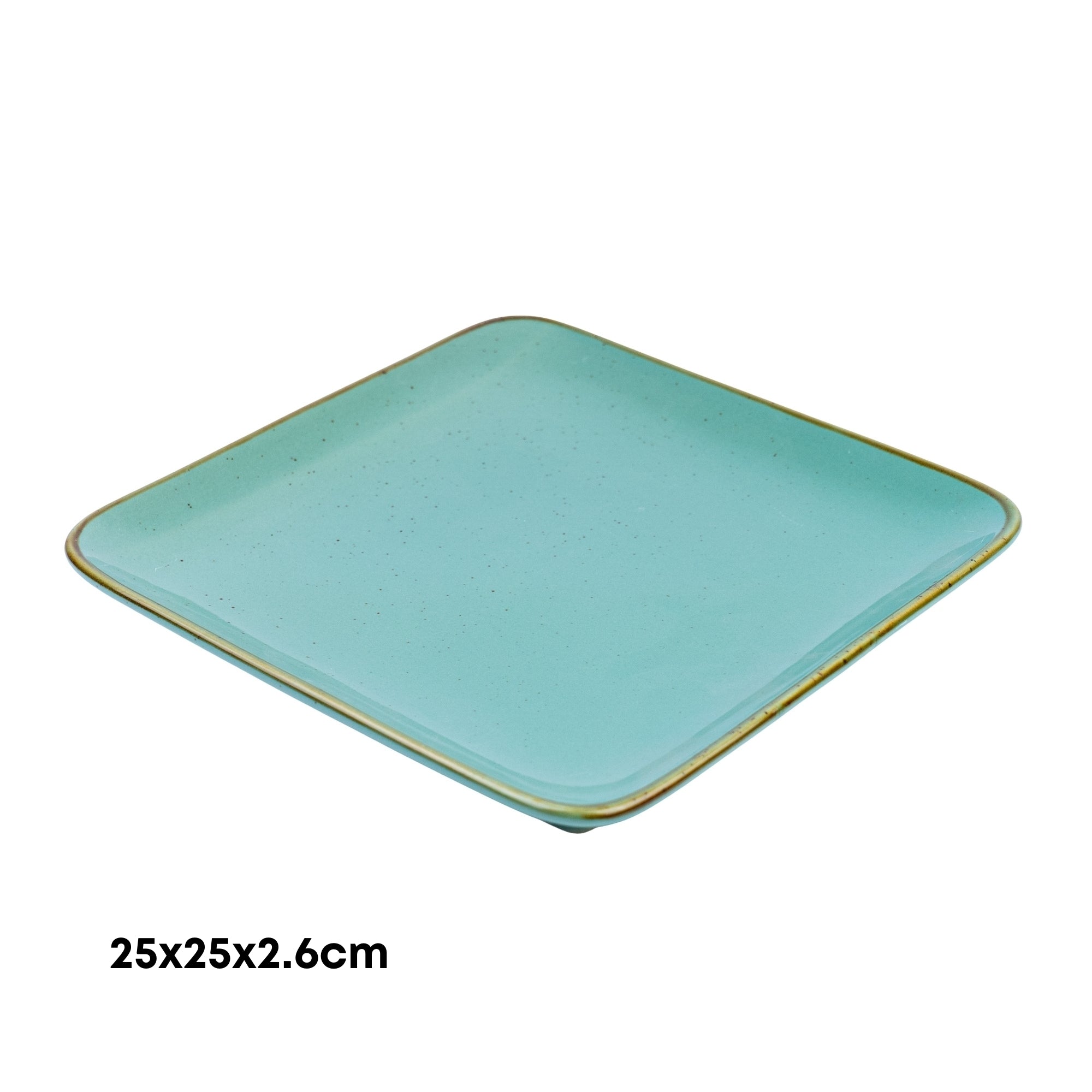 Prato Quadrado Extra Grande em Cerâmica - Verde Turquesa 25x25x2.6cm REF-660003