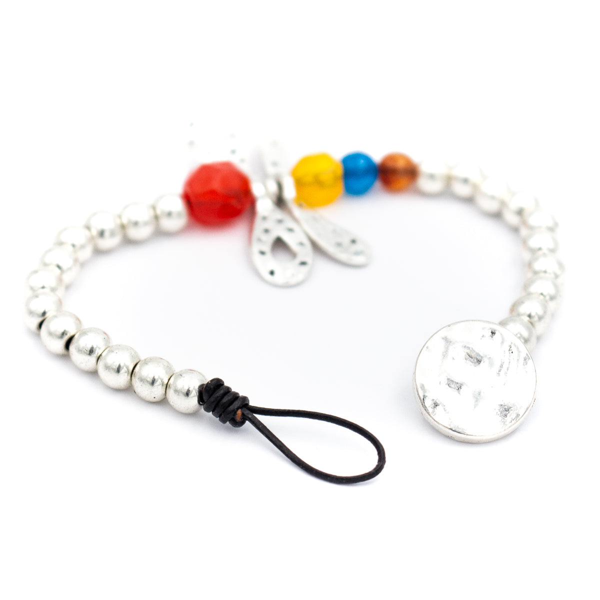 Resin beads with Genuine leather handmade women's bracelet MBR-27