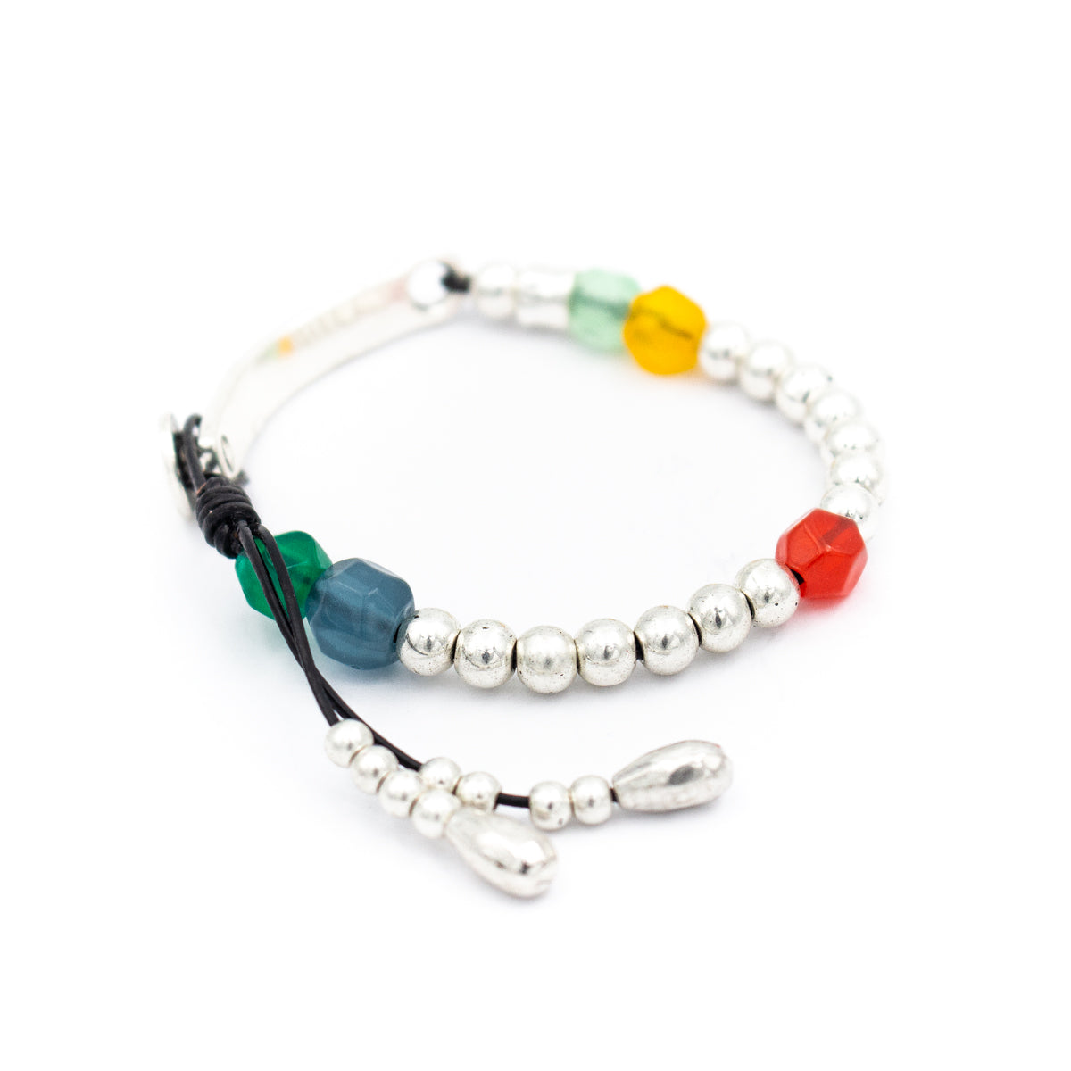 Resin beads with Genuine leather handmade women's bracelet MBR-26